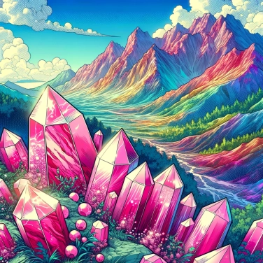 Can you explain why some mountains contain rose quartz crystals?