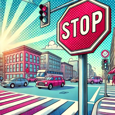 Explain why are stop signs red with white inscriptions?