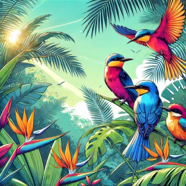 Explain why birds displaying bright colors often live in the tropics?