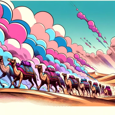 Explain why camel caravans move in a precise formation?