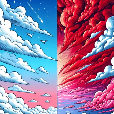 Explain why clouds are white during the day and red in the evening?