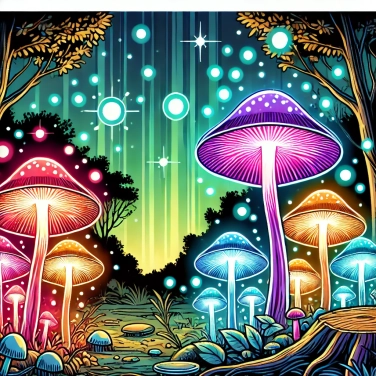 Explain why do bioluminescent mushrooms glow at night?