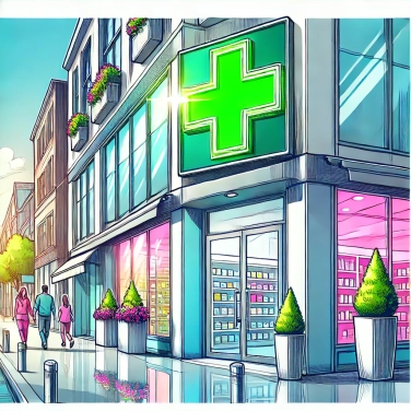 Explain why do pharmacies have green lighted crosses?