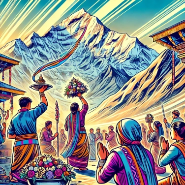 Explain why do some people in the Himalayas worship the peaks of their mountains?