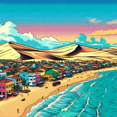 Explain why is the city of Jericoacoara (in Brazil) surrounded by immense sand dunes?