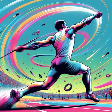 Explain why javelin throwers use a specific rotation technique during their throw?