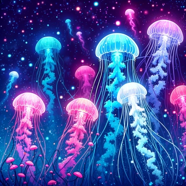 Explain why jellyfish glow in the dark and how this bioluminescence helps them survive.