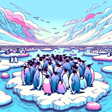 Explain why penguins gather in colonies to protect themselves from the polar cold.