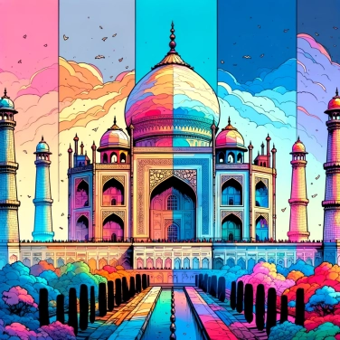 Explain why the Taj Mahal changes color throughout the day?