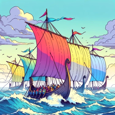 Explain why the Vikings used ships with colorful sails for their expeditions?